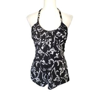 White House Black Market Black & White Backless Top